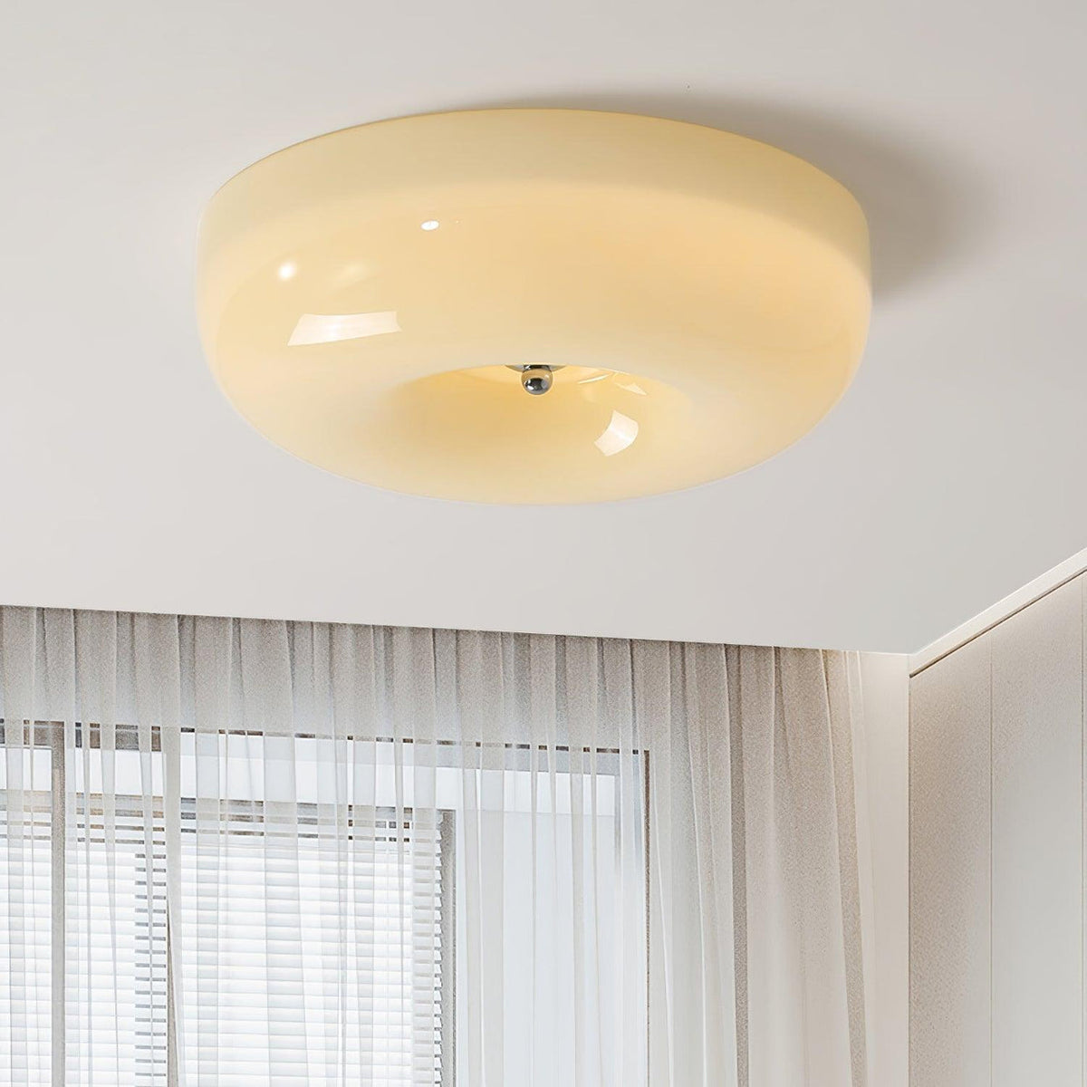 Glass Button Ceiling Lamp - Low-Profile Smooth Glass Button LED Flush Mount Light