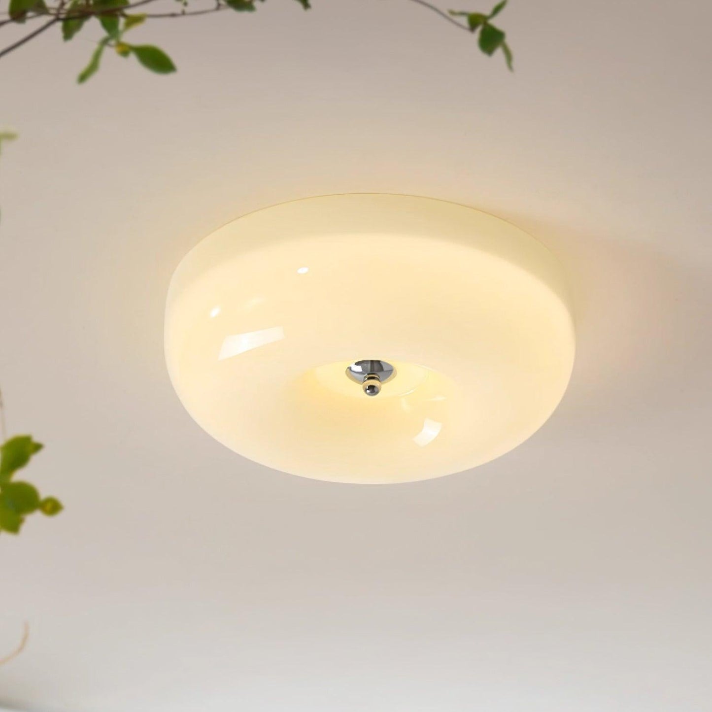 Glass Button Ceiling Lamp - Low-Profile Smooth Glass Button LED Flush Mount Light