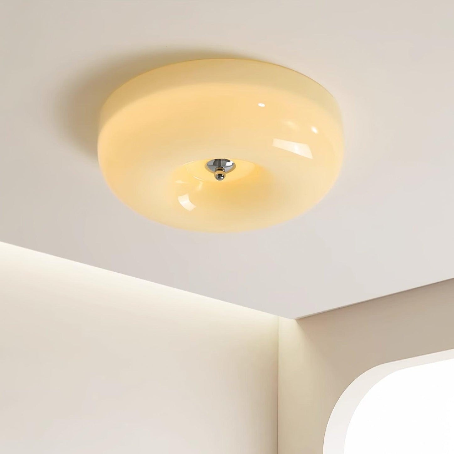 Glass Button Ceiling Lamp - Low-Profile Smooth Glass Button LED Flush Mount Light