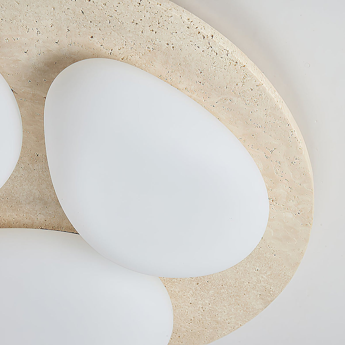 Glaze Ceiling Lamp - Flush-Mount Natural Travertine & PE Diffuser LED Light