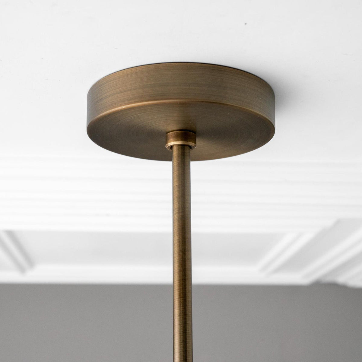 Glaze Linear Chandelier - 5-Head Brass & Matte Dome Island Ceiling Light
