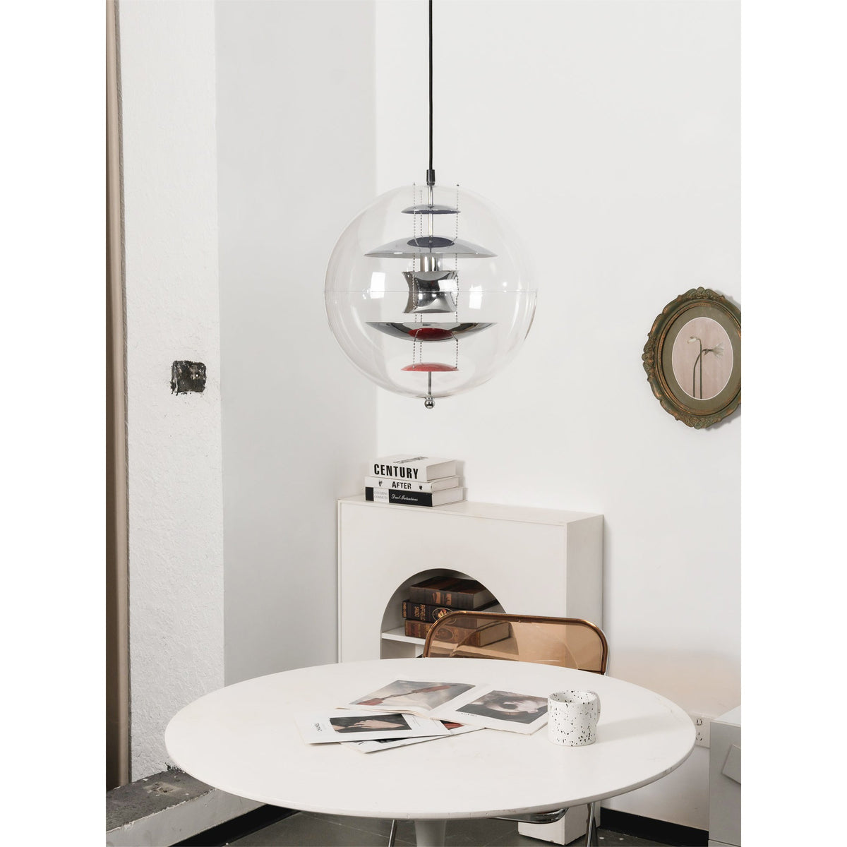 Globe Pendant Lamp - Mid-Century Futuristic Acrylic Sphere & Multi-Reflector Pendant Light