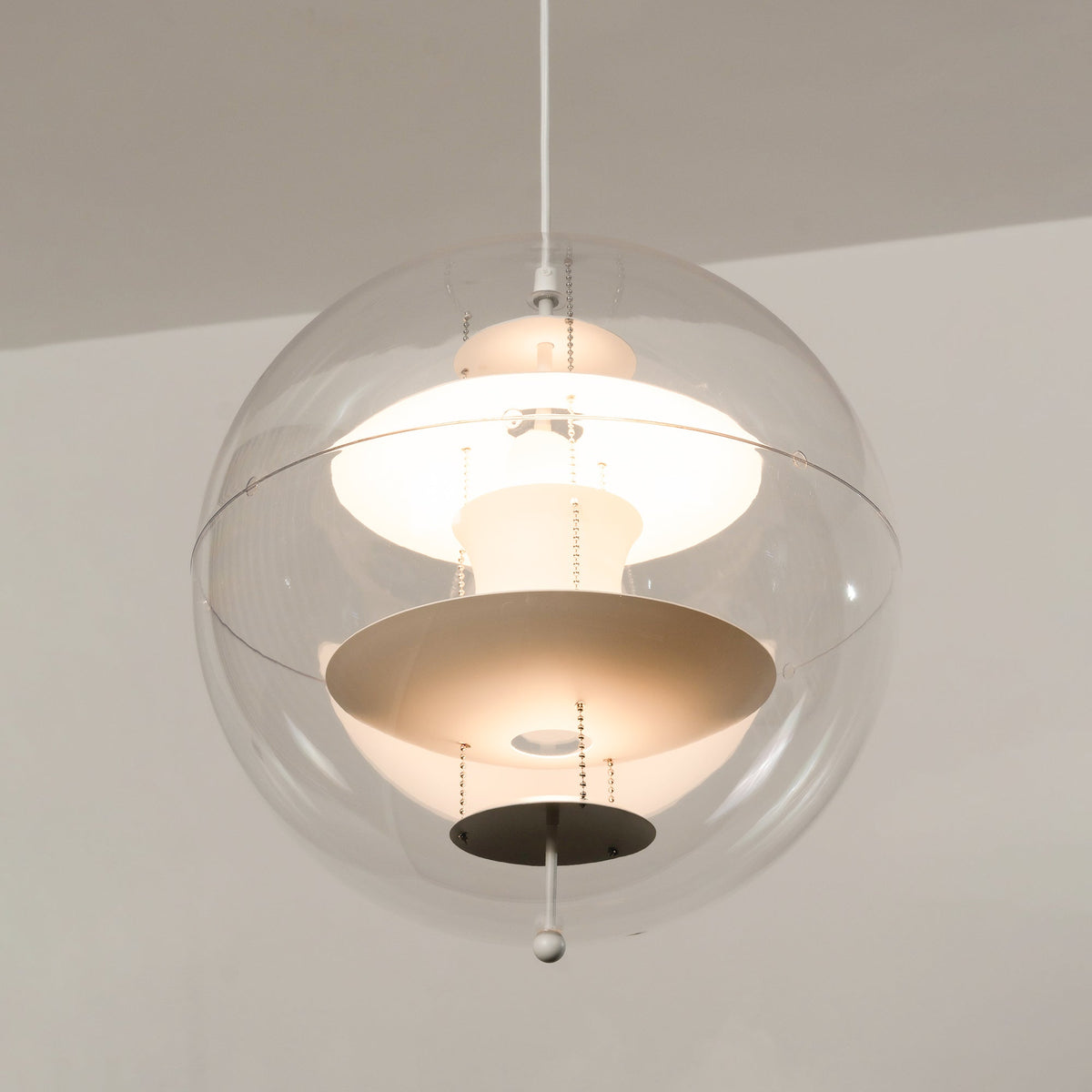 Globe Pendant Lamp - Mid-Century Futuristic Acrylic Sphere & Multi-Reflector Pendant Light