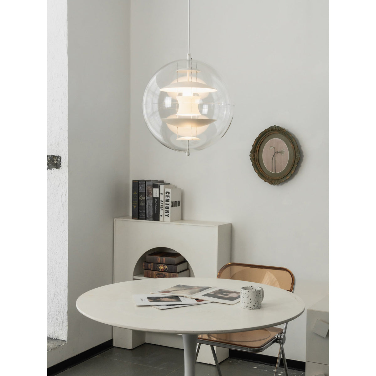 Globe Pendant Lamp - Mid-Century Futuristic Acrylic Sphere & Multi-Reflector Pendant Light