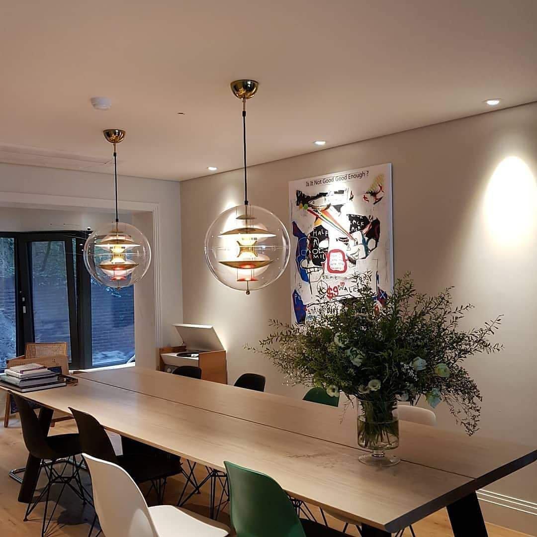 Globe Pendant Lamp - Mid-Century Futuristic Acrylic Sphere & Multi-Reflector Pendant Light