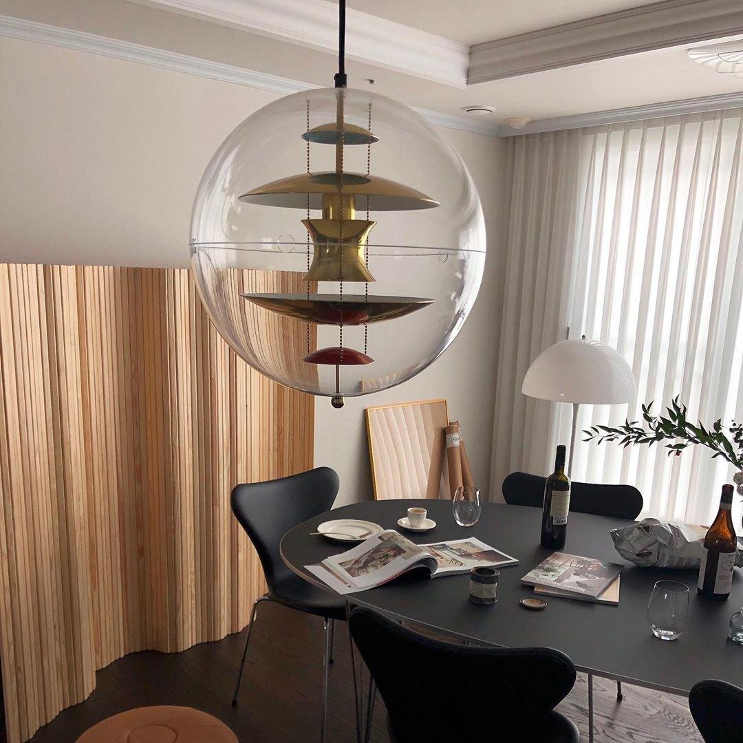 Globe Pendant Lamp - Mid-Century Futuristic Acrylic Sphere & Multi-Reflector Pendant Light