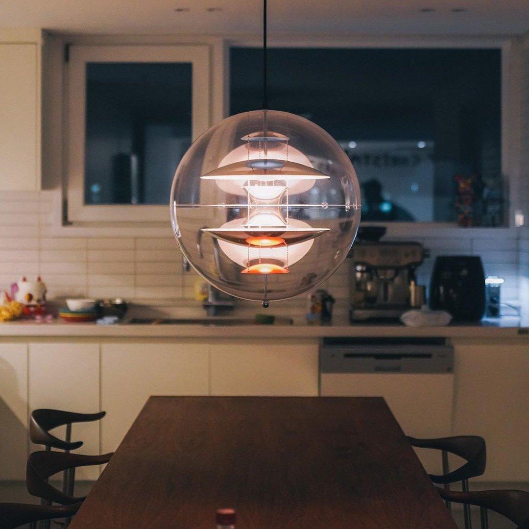 Globe Pendant Lamp - Mid-Century Futuristic Acrylic Sphere & Multi-Reflector Pendant Light