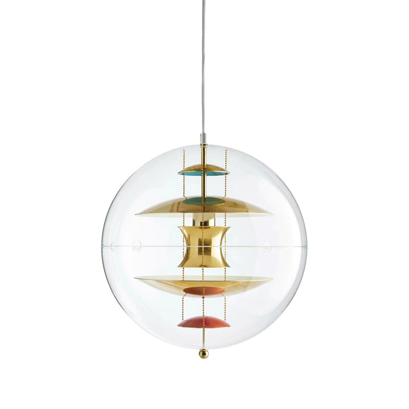 Globe Pendant Lamp - Mid-Century Futuristic Acrylic Sphere & Multi-Reflector Pendant Light