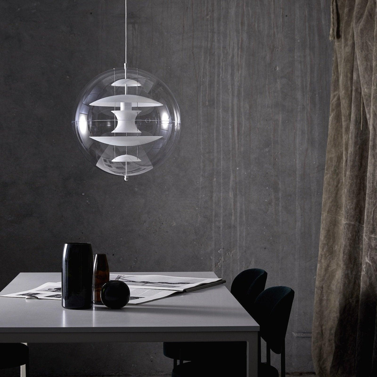 Globe Pendant Lamp - Mid-Century Futuristic Acrylic Sphere & Multi-Reflector Pendant Light
