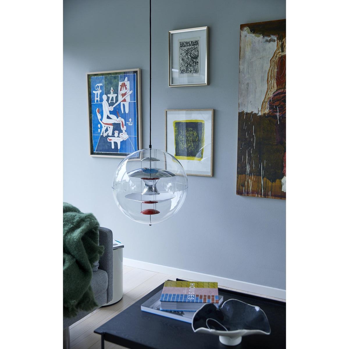 Globe Pendant Lamp - Mid-Century Futuristic Acrylic Sphere & Multi-Reflector Pendant Light