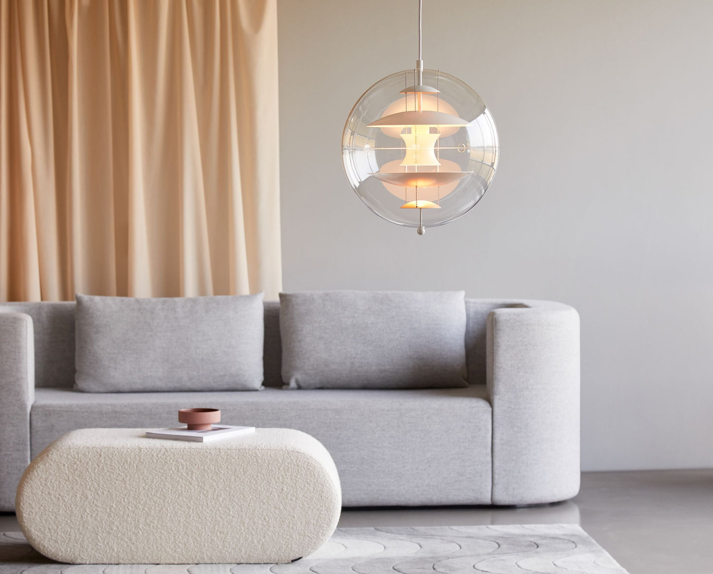 Globe Pendant Lamp - Mid-Century Futuristic Acrylic Sphere & Multi-Reflector Pendant Light