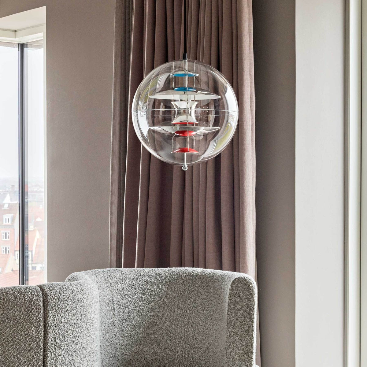 Globe Pendant Lamp - Mid-Century Futuristic Acrylic Sphere & Multi-Reflector Pendant Light