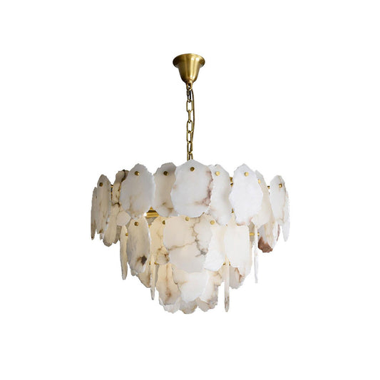 Gloire Alabaster Chandelier - 3-Tier Natural Alabaster & Copper Ceiling Light