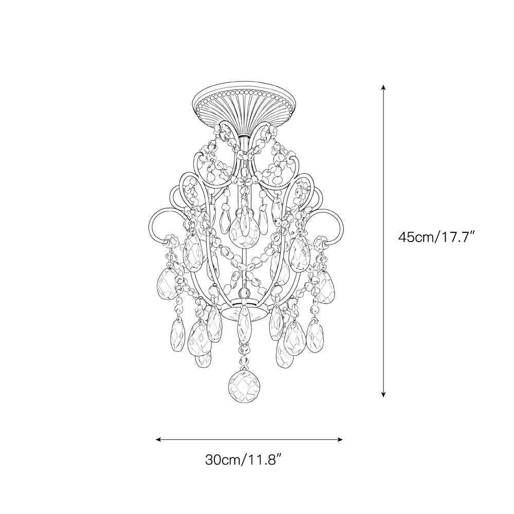 Gossly Crystal Ceiling Lamp - French Luxury Copper & Clear Crystal Flush-Mount Light
