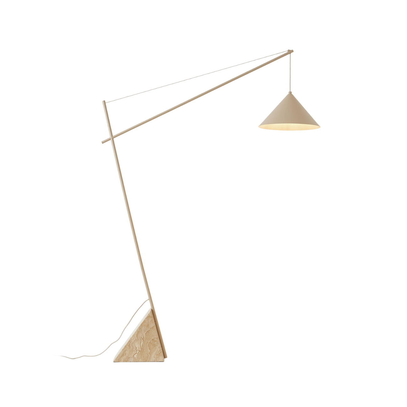 Grande Travertine Floor Lamp - Sweeping Arc Metal Floor Light with Travertine Base