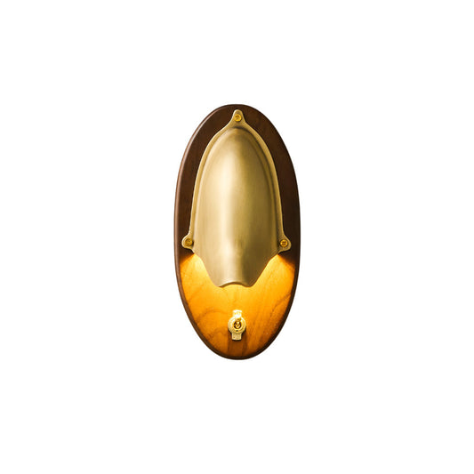 Grant Wall Lamp - Ash Wood & Angular Brass Shade Industrial Sconce