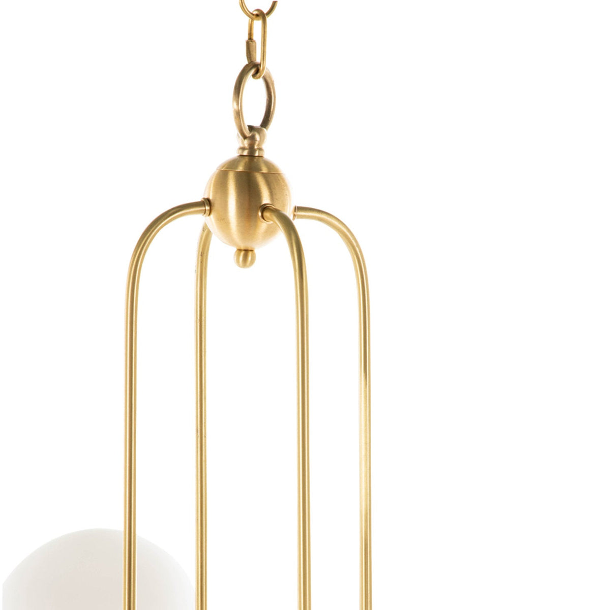 Apollo Chandelier – Art Deco Brass Sweeping Double-Arm & Frosted Glass Chandelier
