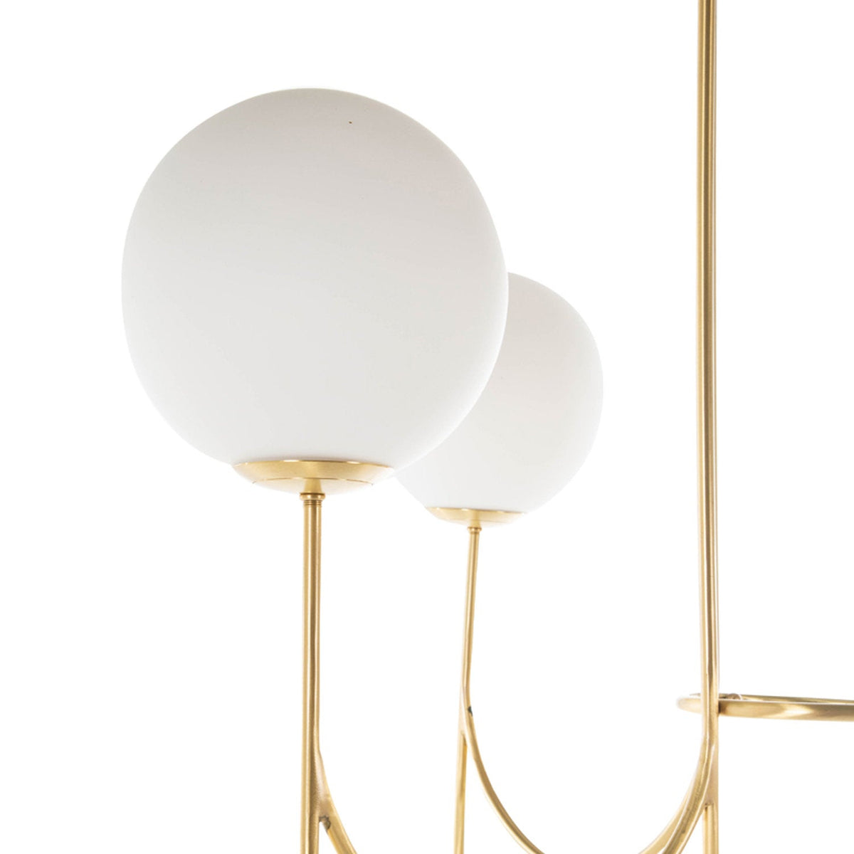 Apollo Chandelier – Art Deco Brass Sweeping Double-Arm & Frosted Glass Chandelier