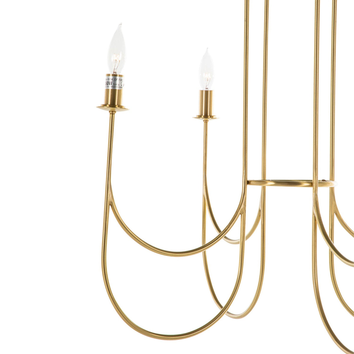Apollo Chandelier – Art Deco Brass Sweeping Double-Arm & Frosted Glass Chandelier