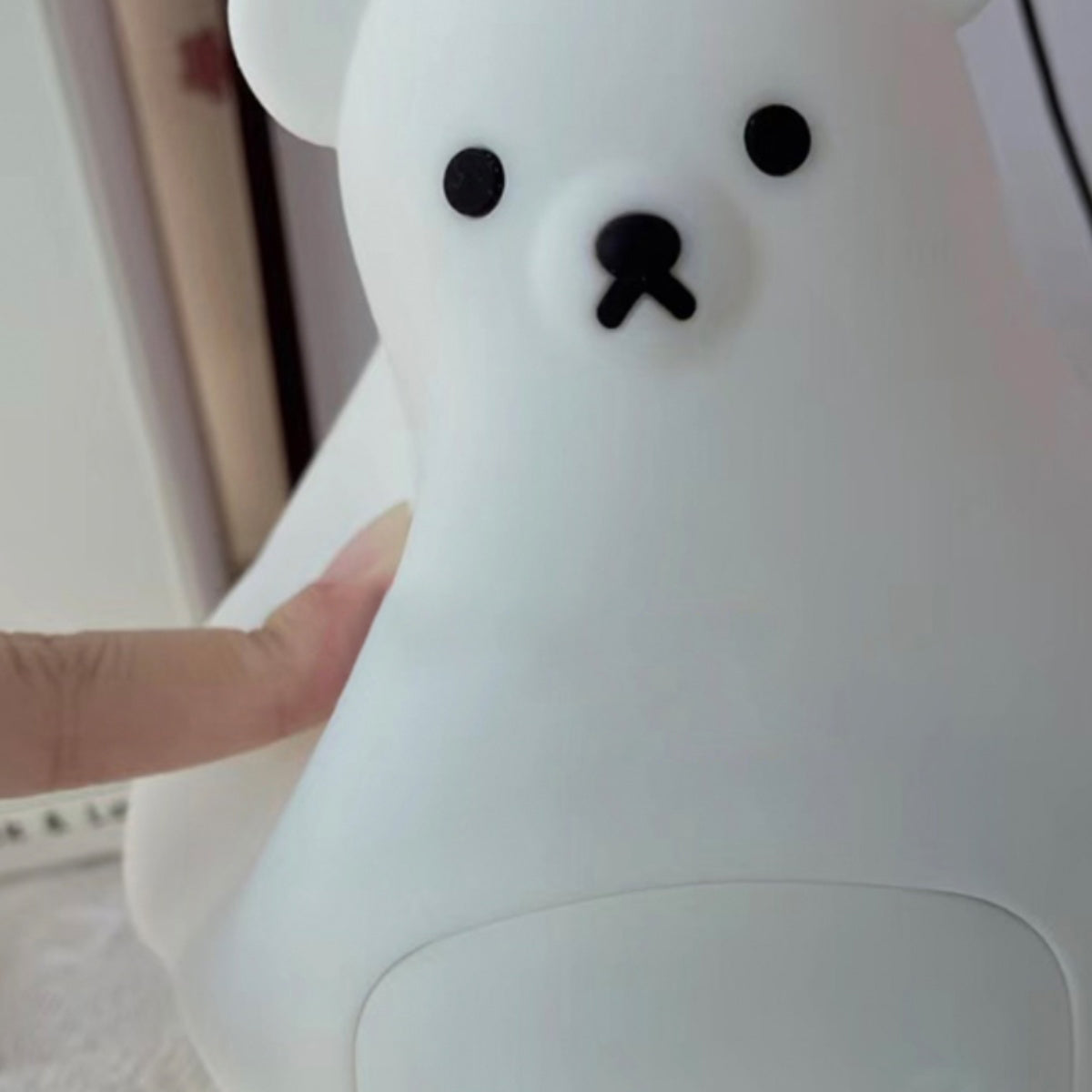 Great White Bear Alarm Clock Night Light - Rechargeable Silicone LED Lamp | Snooze Alarm & Sound Activated Display