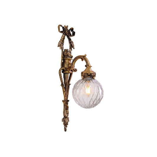 Greenwich Classical Brass Wall Sconce - Antique Brass & Clear Glass Heritage Wall Lamp
