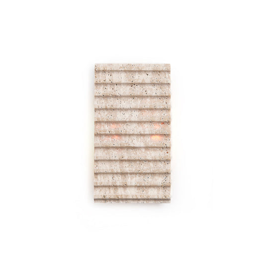 Grille Travertine Wall Lamp - Natural Beige Travertine Stone Vertical Grille Sconce