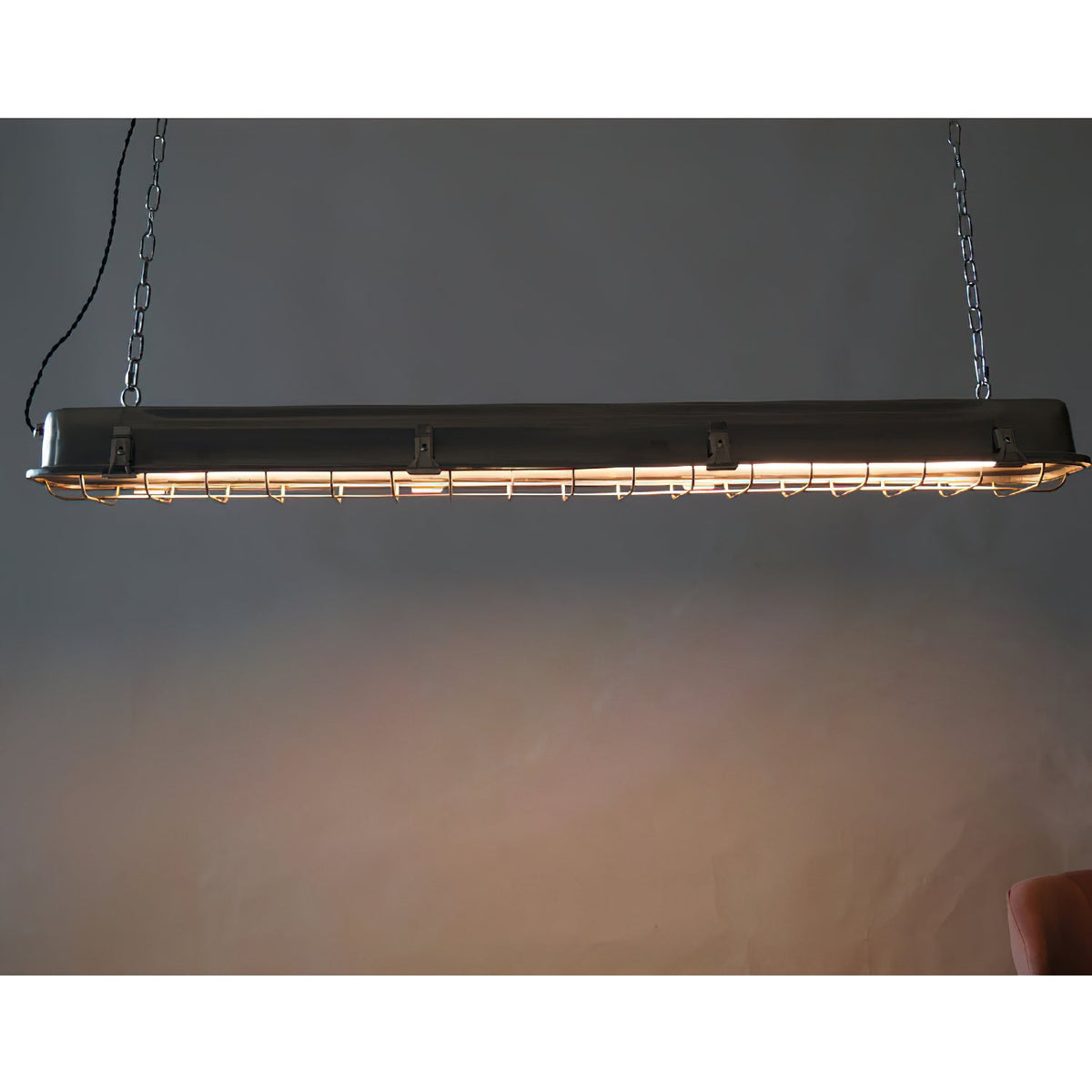 Gta Cage Pendant Light - Russian Mine-Inspired Stainless Steel & Caged Glass Linear LED Pendant