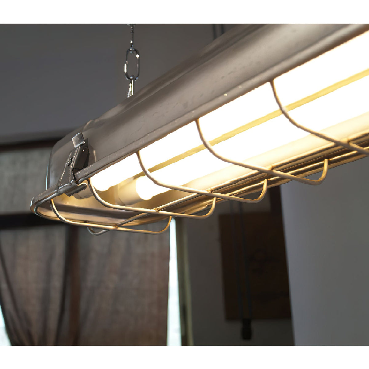 Gta Cage Pendant Light - Russian Mine-Inspired Stainless Steel & Caged Glass Linear LED Pendant