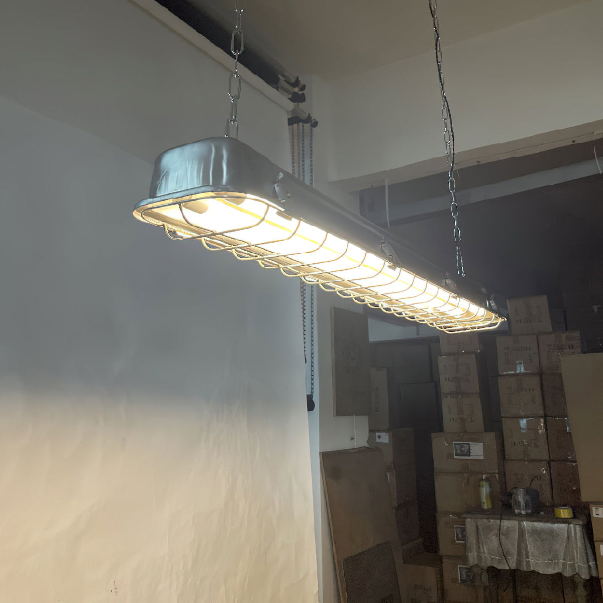 Gta Cage Pendant Light - Russian Mine-Inspired Stainless Steel & Caged Glass Linear LED Pendant