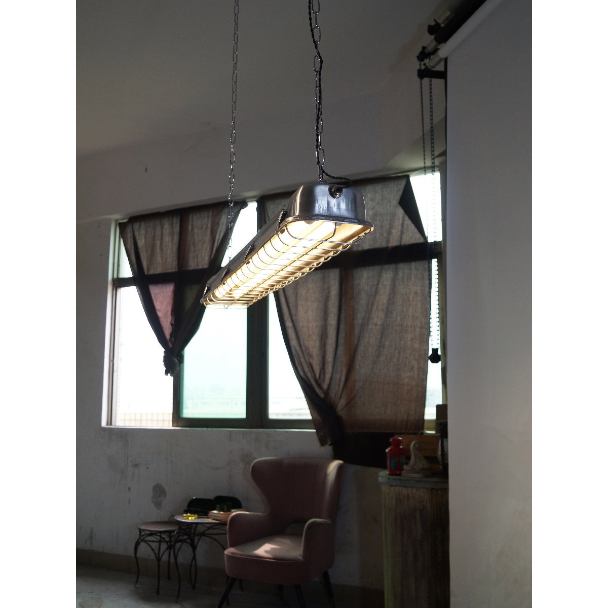 Gta Cage Pendant Light - Russian Mine-Inspired Stainless Steel & Caged Glass Linear LED Pendant