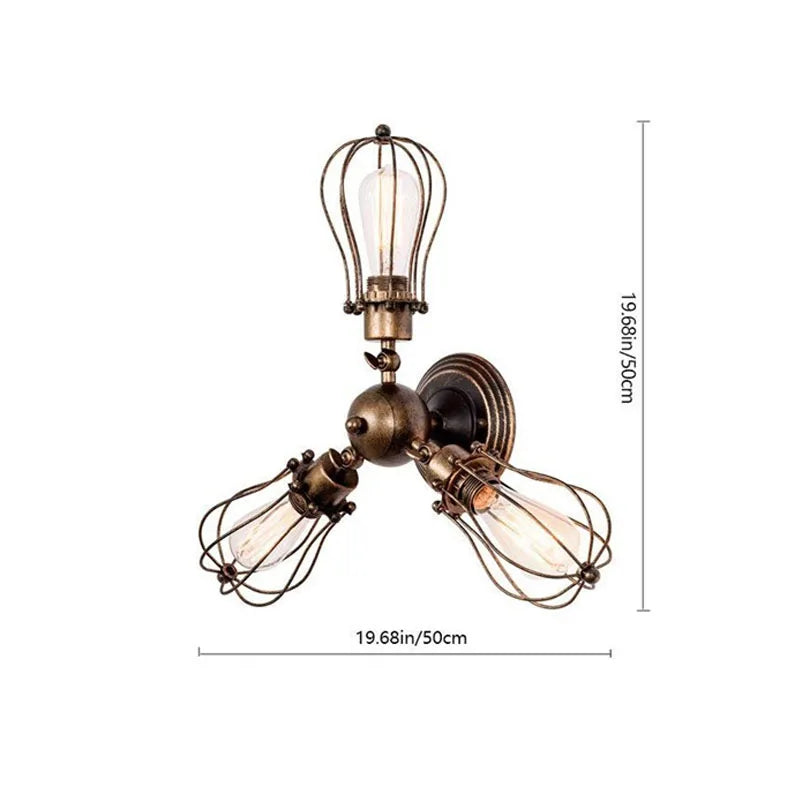 Vintage Industrial Wall Lamp - Retro Alloy Iron Shade E27 Bedside Sconce