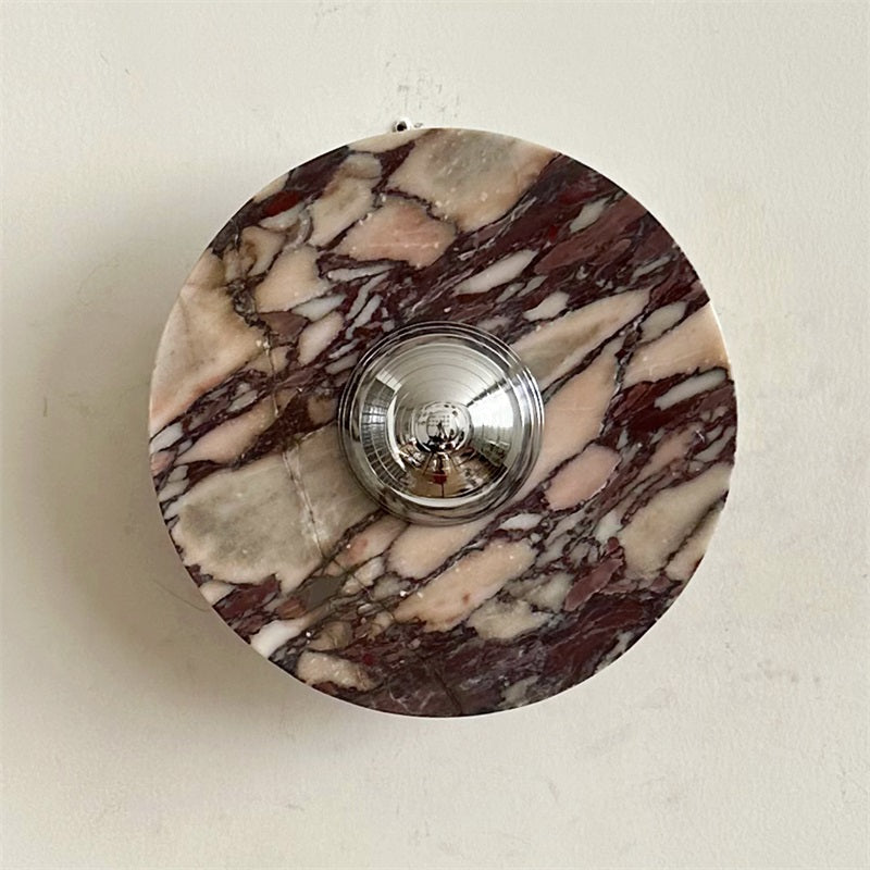 Calacatta Round Marble Sconce – Italian Calacatta Purple Marble & Chrome LED Sconce