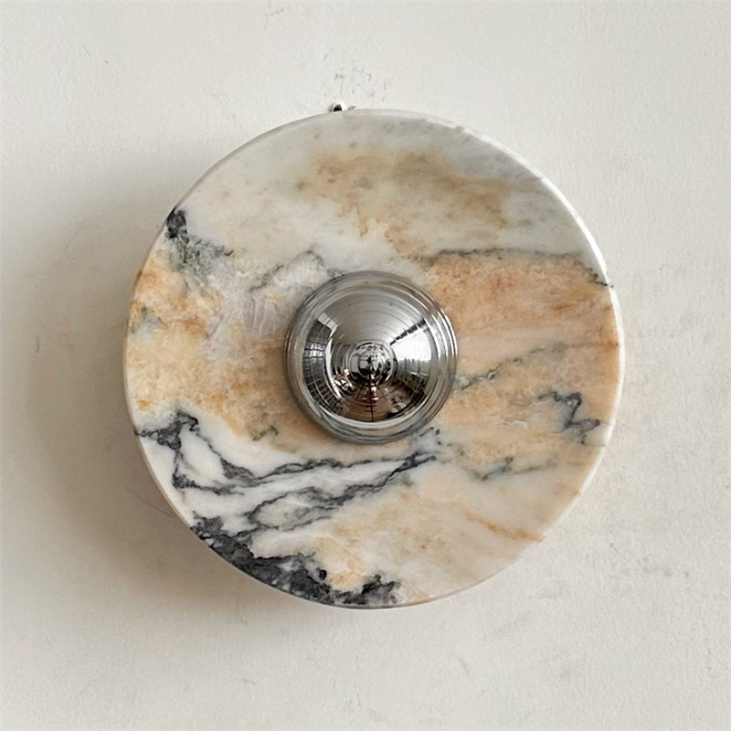 Calacatta Round Marble Sconce – Italian Calacatta Purple Marble & Chrome LED Sconce