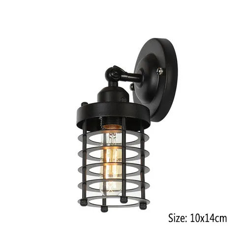 Vintage Industrial Wall Lamp - Retro Alloy Iron Shade E27 Bedside Sconce