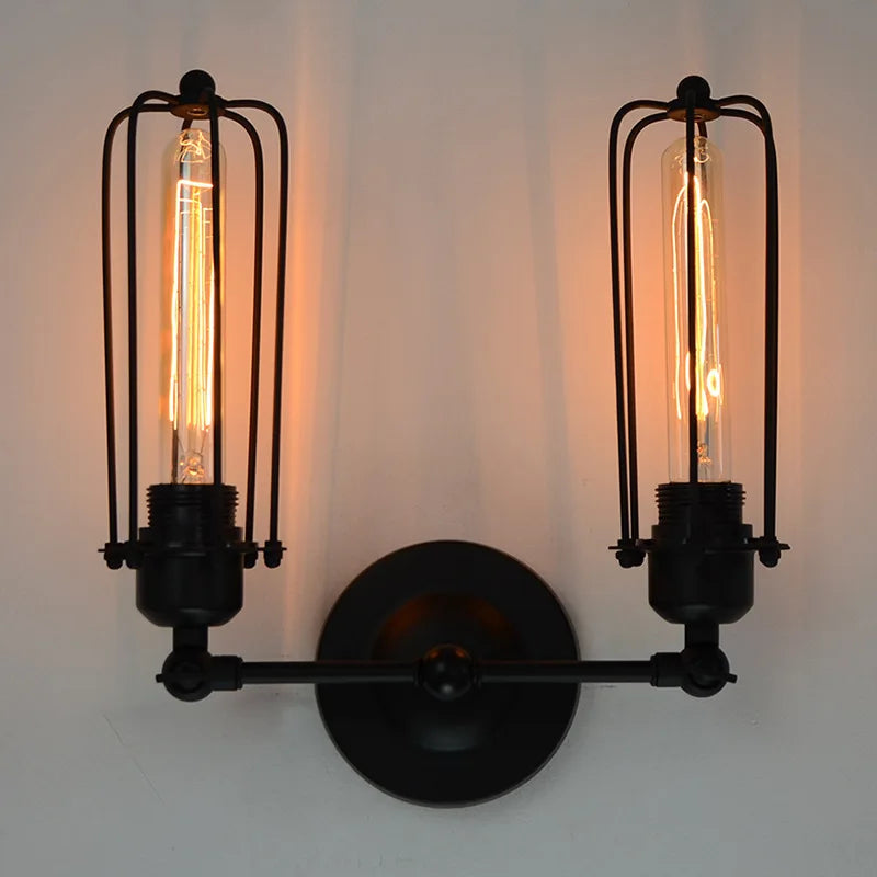 Vintage Industrial Wall Lamp - Retro Alloy Iron Shade E27 Bedside Sconce