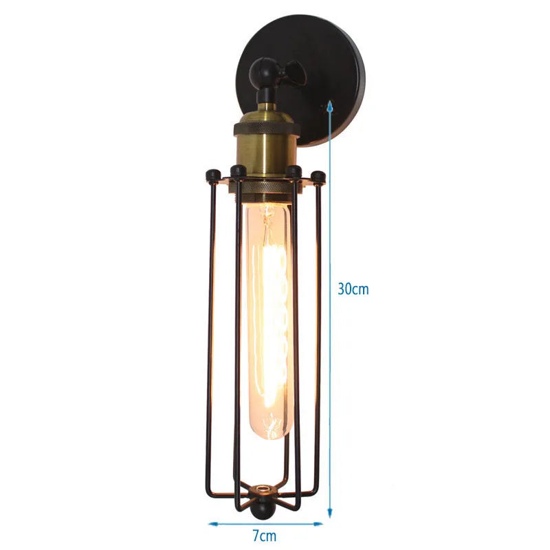 Vintage Industrial Wall Lamp - Retro Alloy Iron Shade E27 Bedside Sconce