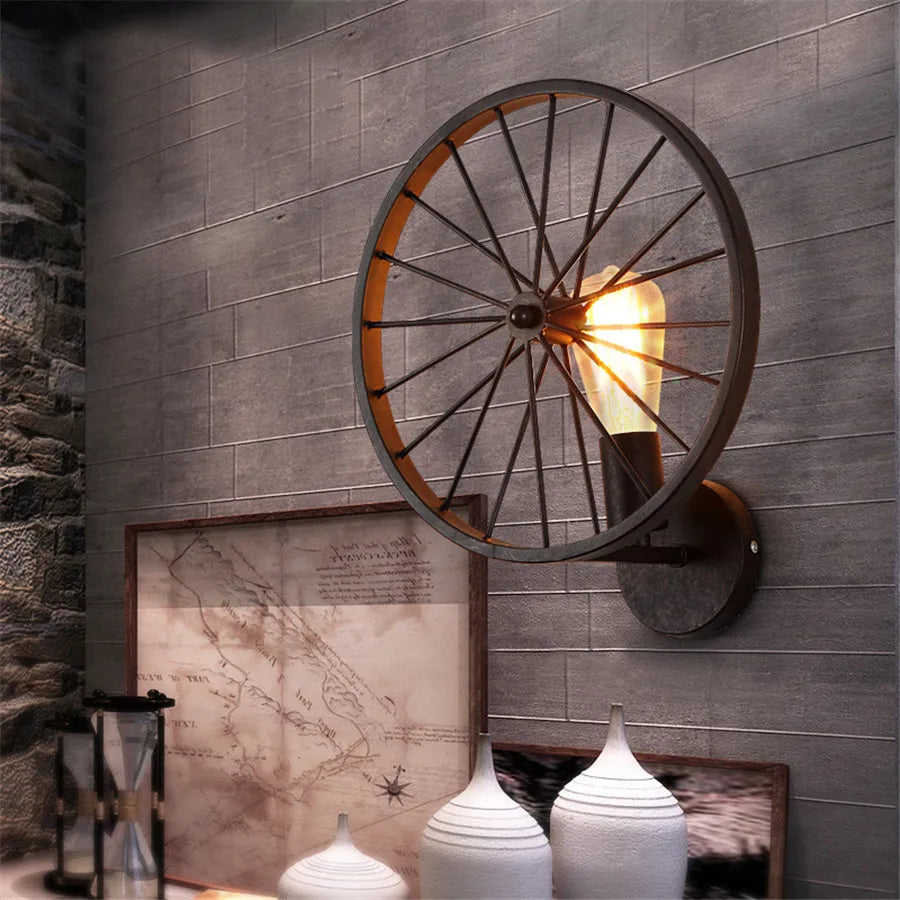 Vintage Industrial Wall Lamp - Retro Alloy Iron Shade E27 Bedside Sconce