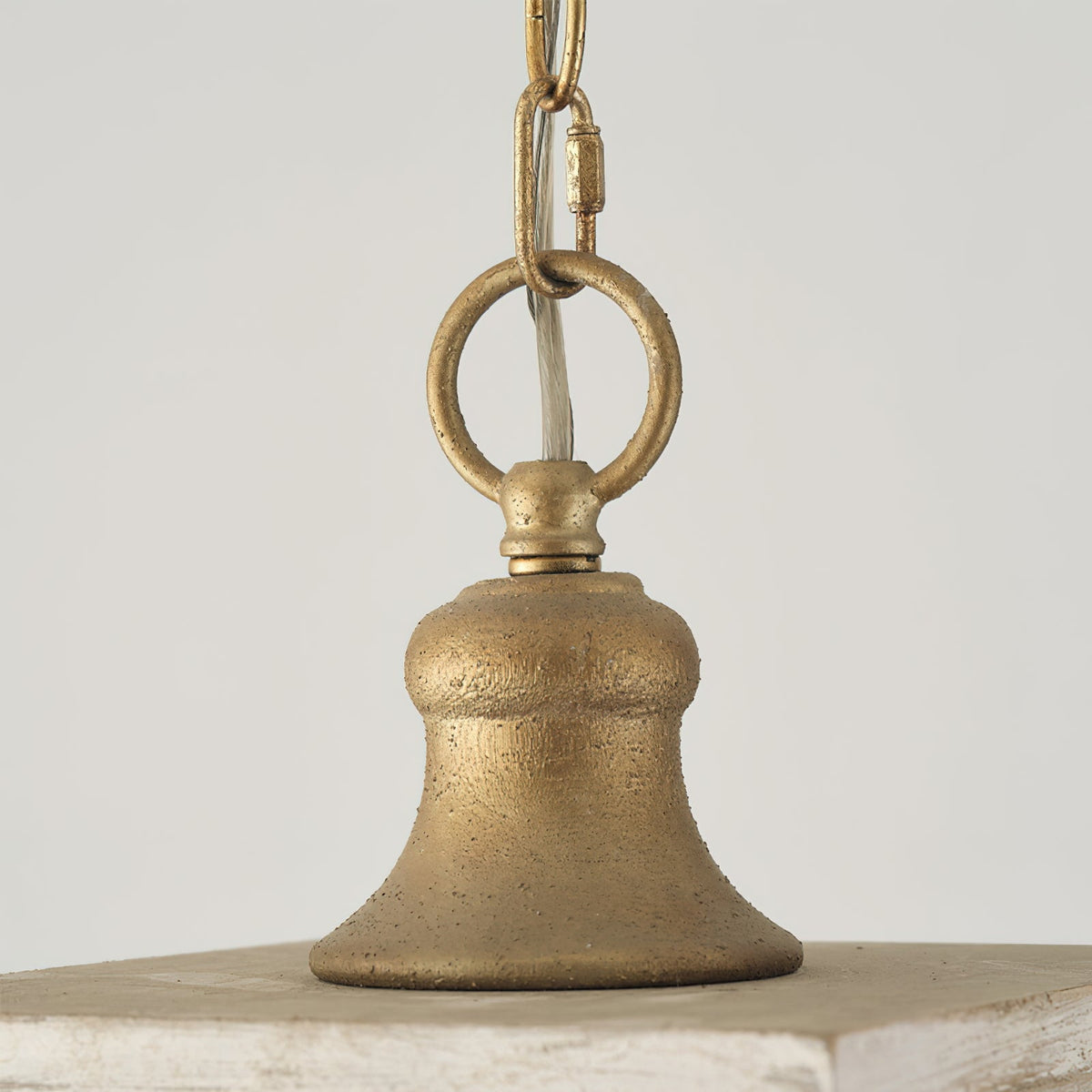 Haiden Pendant Lamp - Old-White Solid Wood & Burnished Chestnut Iron 4-Light Lantern Pendant