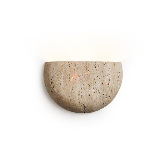 Half Moon Wall Lamp - Natural Beige Travertine Stone Japandi Half-Moon Sconce