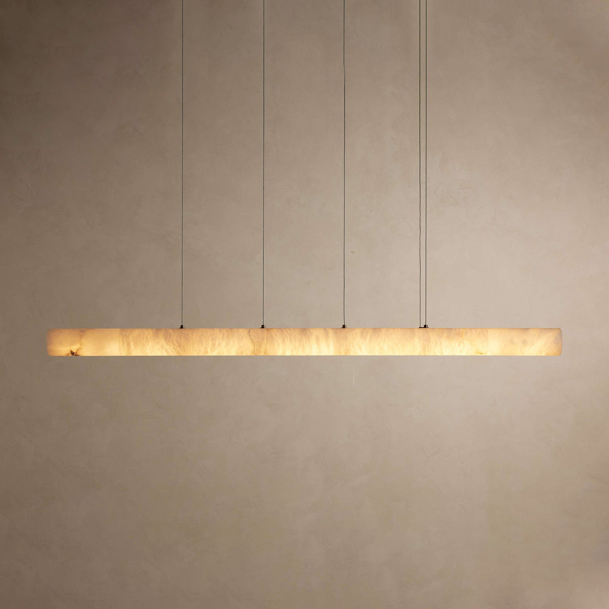 Halima Linear Alabaster Chandelier - Spanish Natural Alabaster & Warm Brass Linear LED Pendant