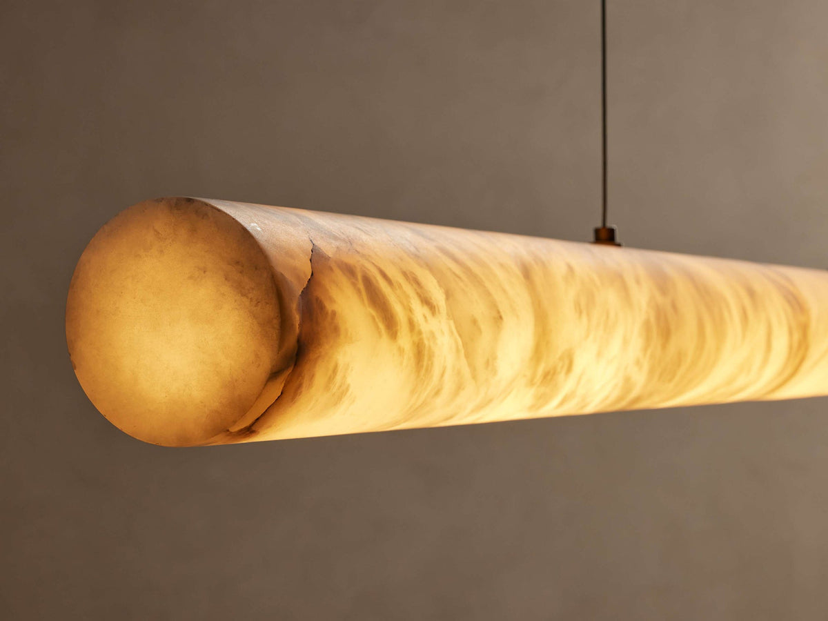 Halima Linear Alabaster Chandelier - Spanish Natural Alabaster & Warm Brass Linear LED Pendant