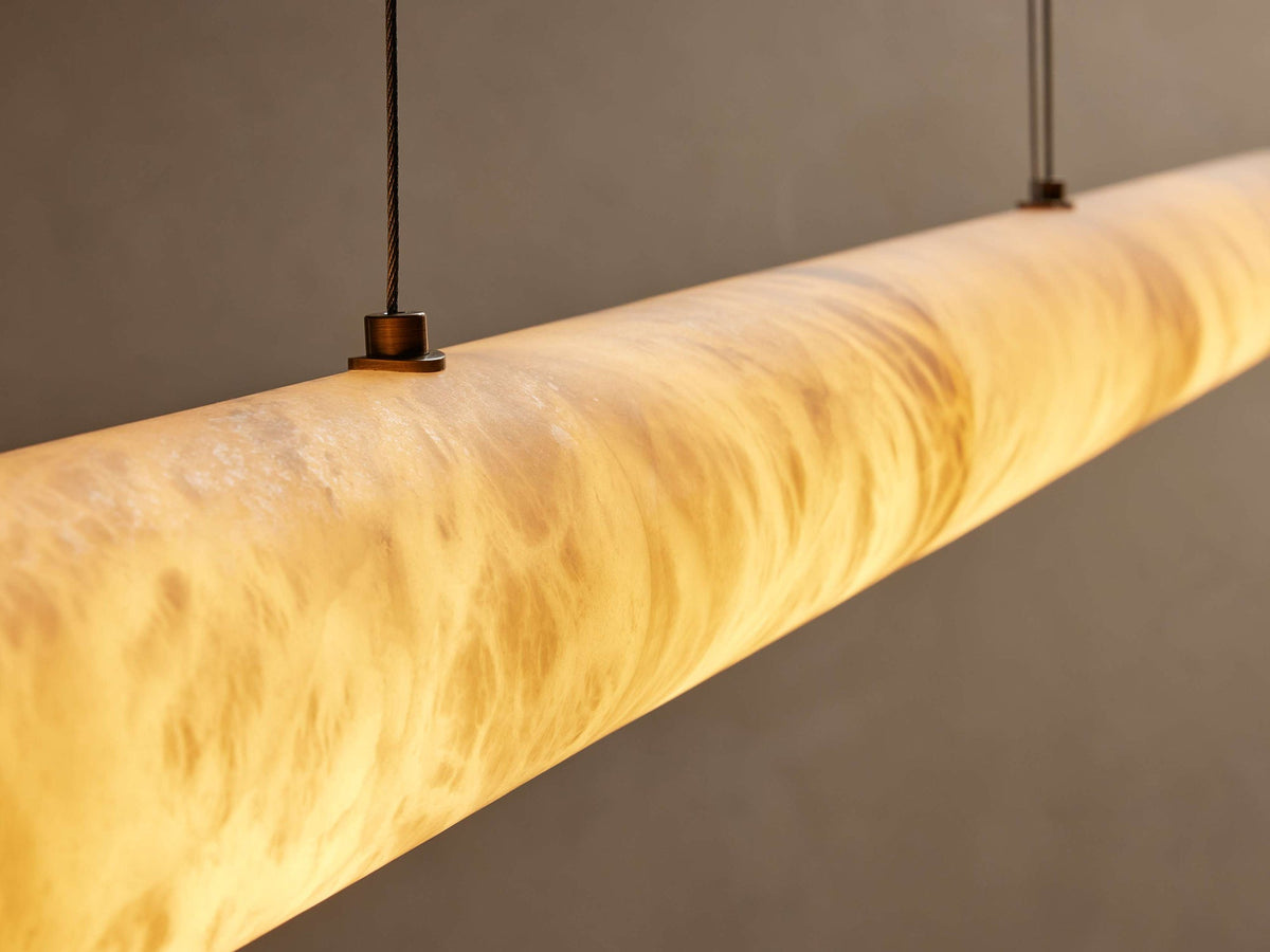 Halima Linear Alabaster Chandelier - Spanish Natural Alabaster & Warm Brass Linear LED Pendant