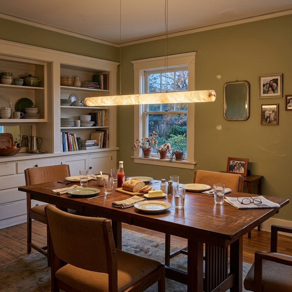 Halima Linear Alabaster Chandelier - Spanish Natural Alabaster & Warm Brass Linear LED Pendant