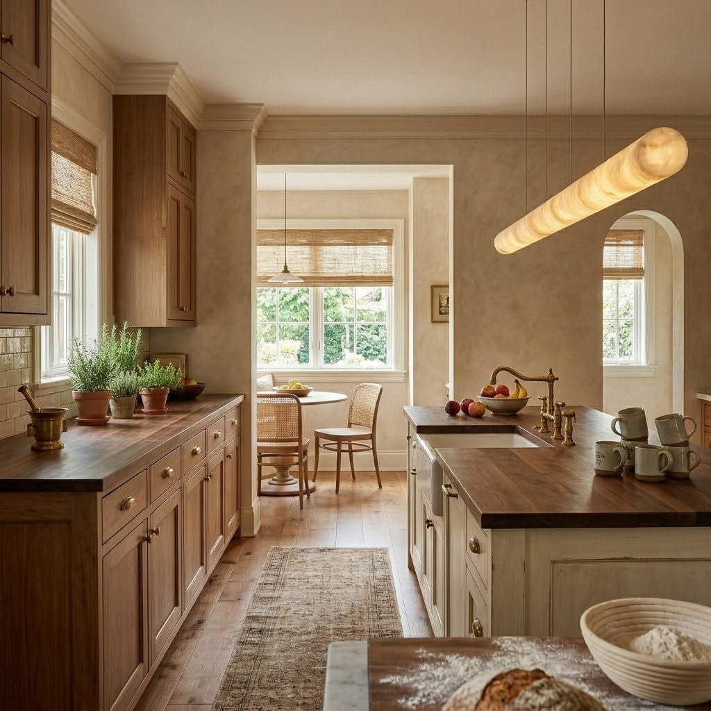 Halima Linear Alabaster Chandelier - Spanish Natural Alabaster & Warm Brass Linear LED Pendant