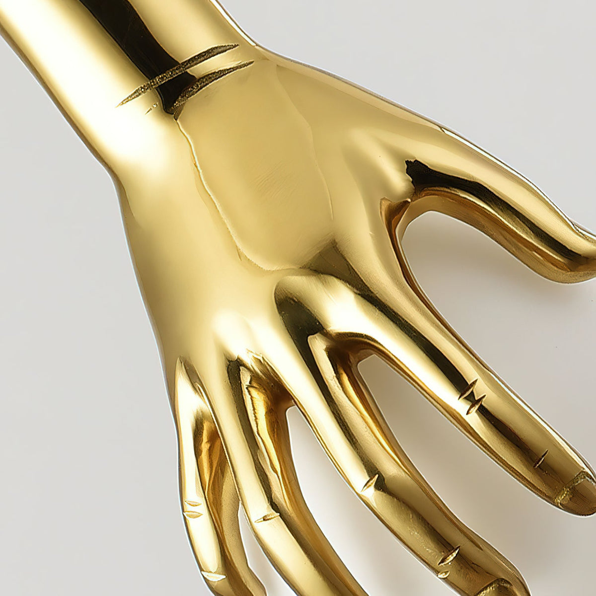 Hand Holding Globe Pendant Light - Sculptural Brass Hand & White Glass Orb Pendant