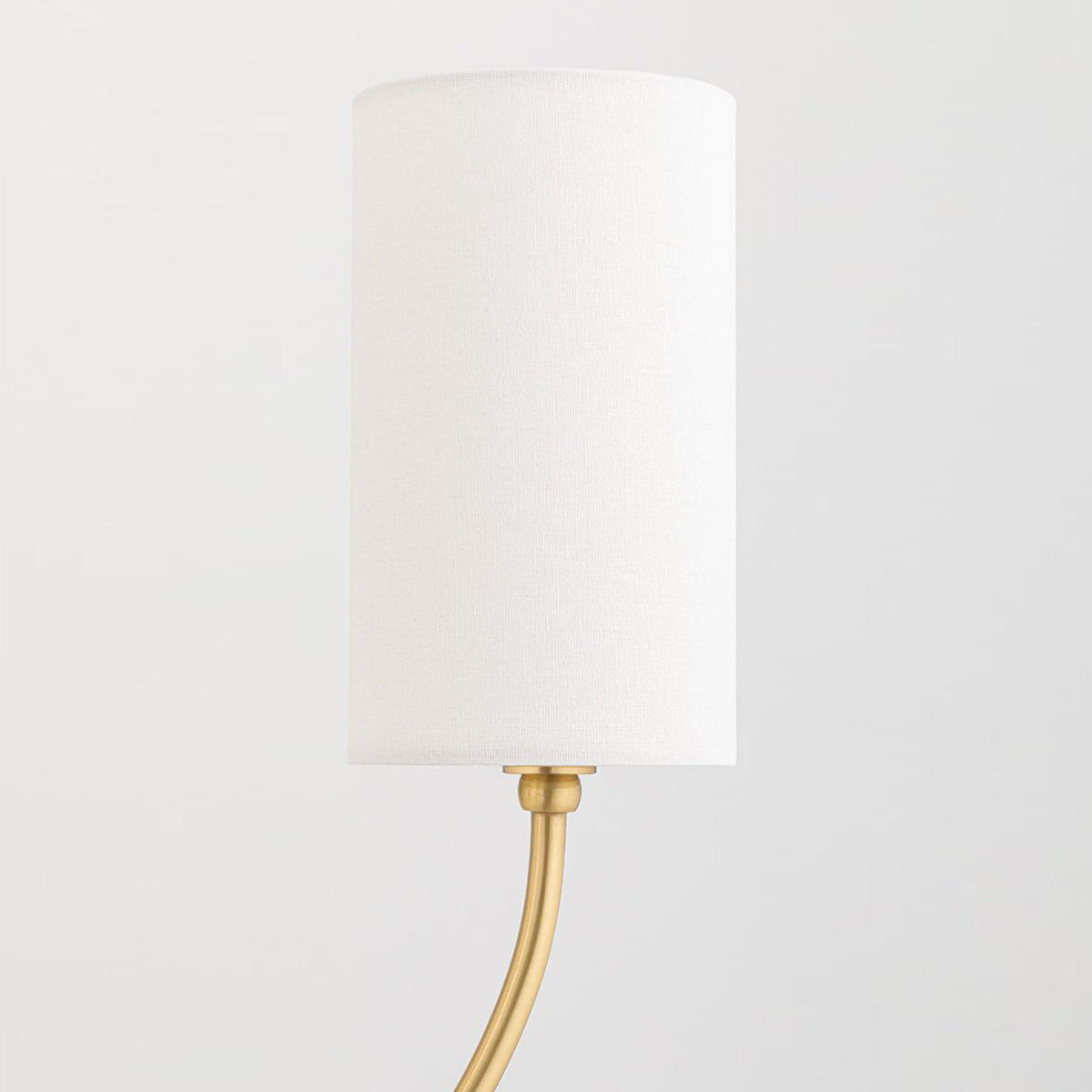 Harlem Chandelier - Bold Swooping Brass Arms & Tailored Belgian Linen Drum Shades