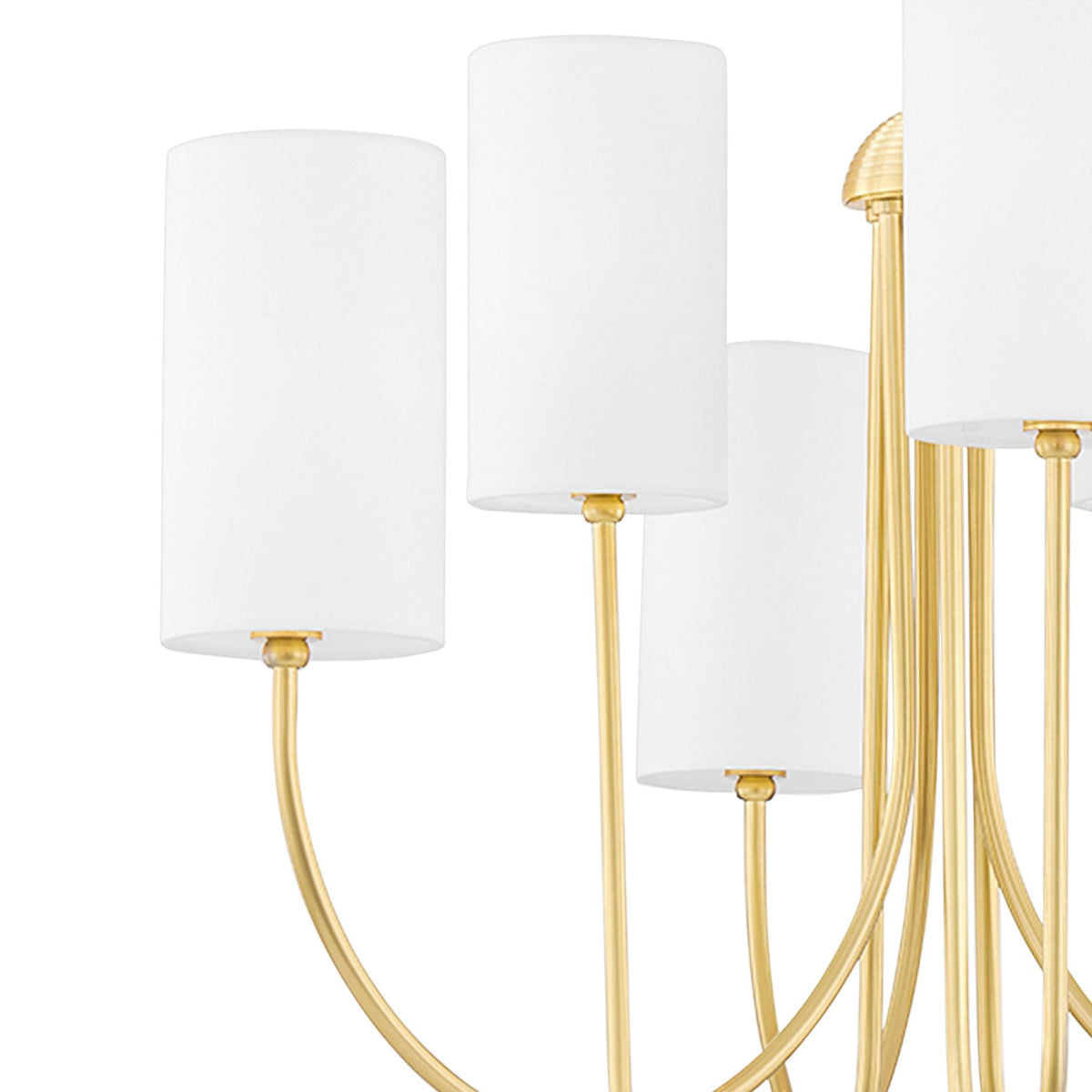 Harlem Chandelier - Bold Swooping Brass Arms & Tailored Belgian Linen Drum Shades