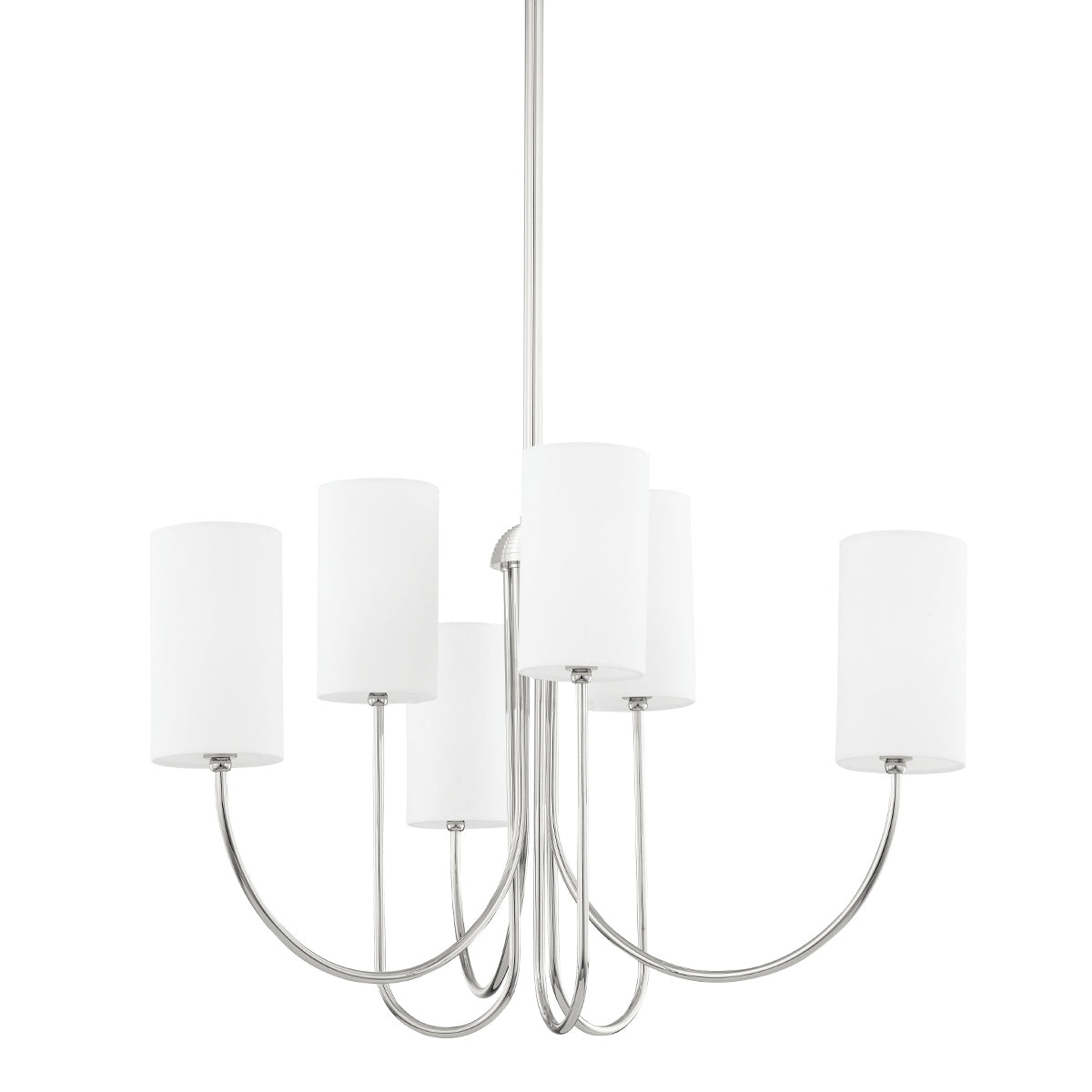 Harlem Chandelier - Bold Swooping Brass Arms & Tailored Belgian Linen Drum Shades