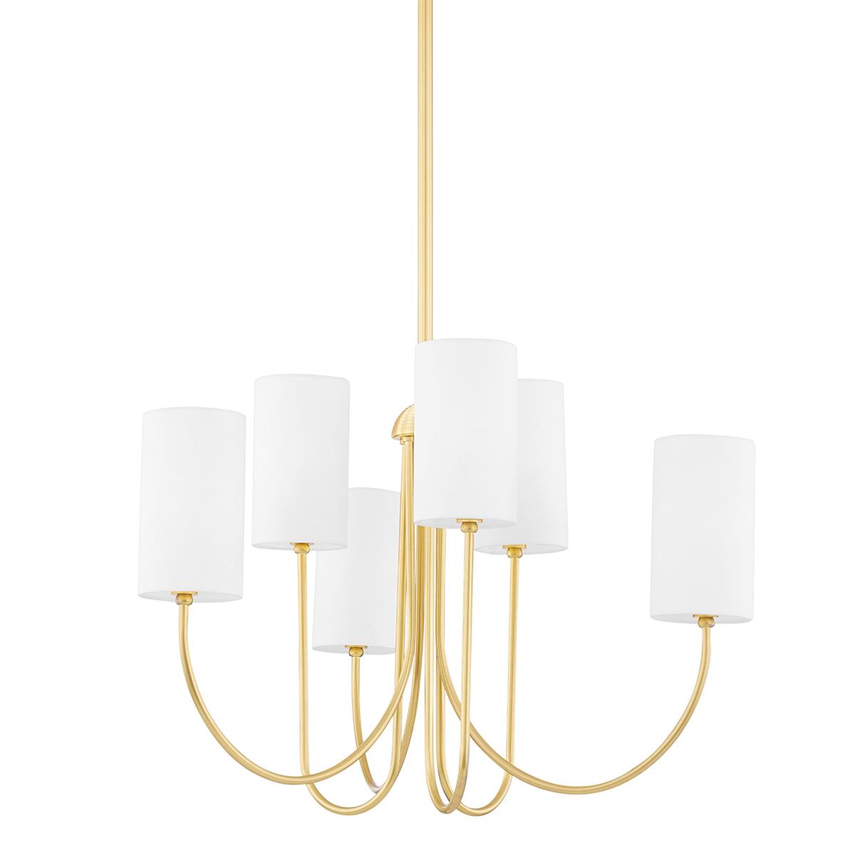 Harlem Chandelier - Bold Swooping Brass Arms & Tailored Belgian Linen Drum Shades