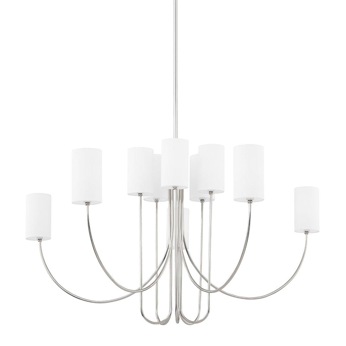 Harlem Chandelier - Bold Swooping Brass Arms & Tailored Belgian Linen Drum Shades